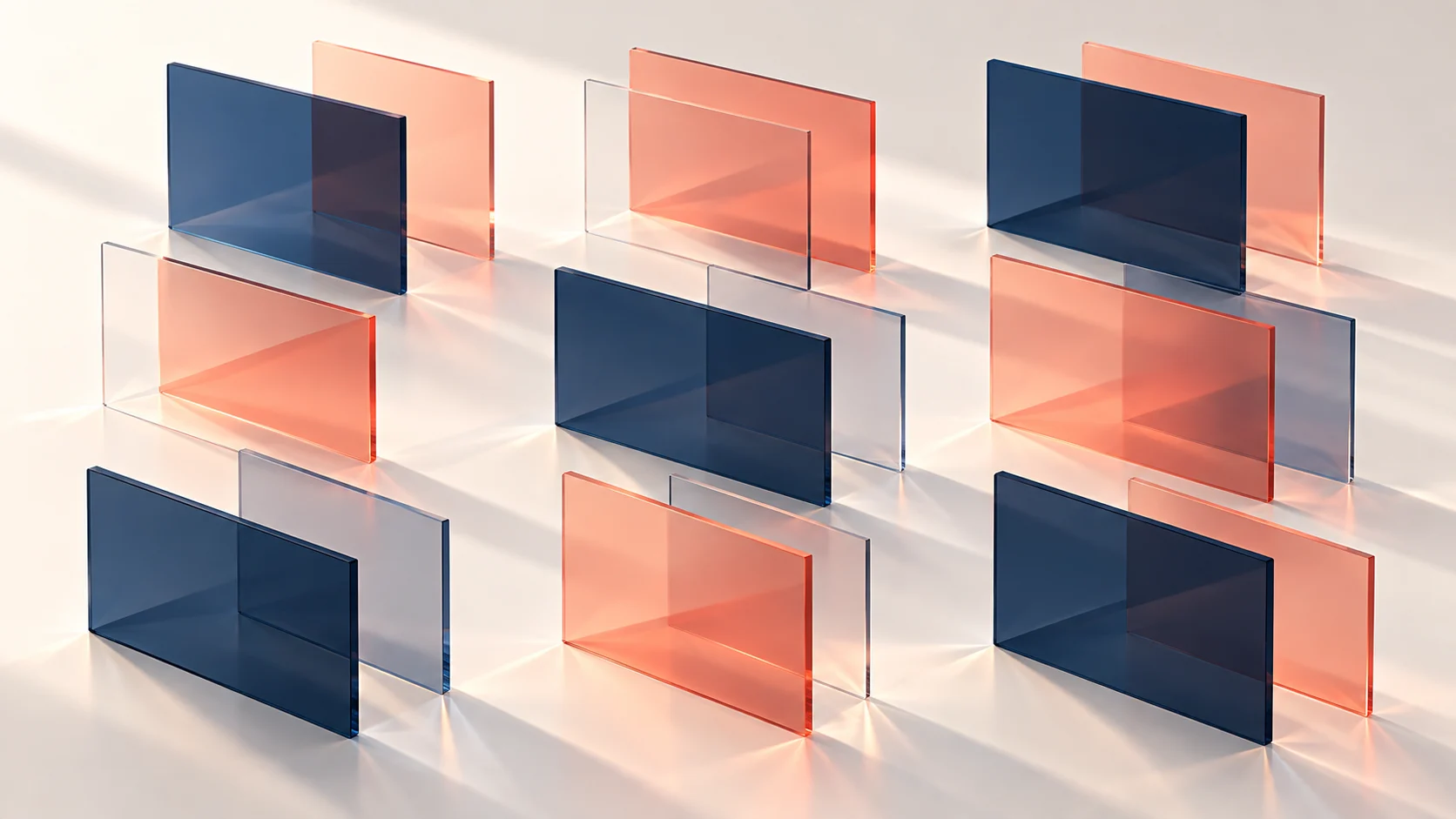 Abstract navy and coral workflow panels